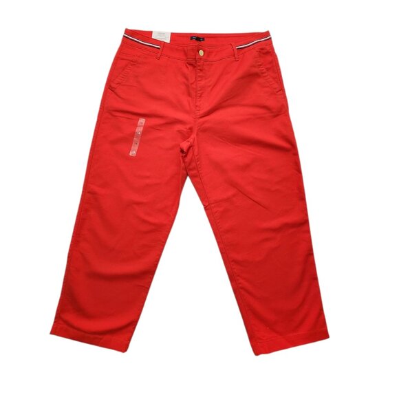 Tommy Hilfiger Women's Relaxed Fit Hampton Chino Wide-Leg Pants THFLEX Size 16 - Picture 1 of 8